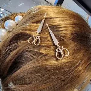 1P 가위모양 머리핀 헤어소품 실핀 미용사