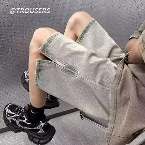 남자 바지 데님 빈티지 여름 반바지 짧은 집업 청반바지 청바지 5부 admr2