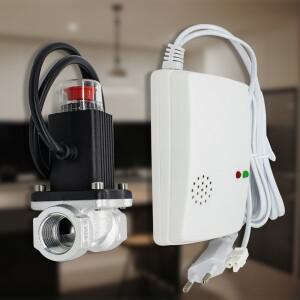 자동 차단 밸브가 있는 가스 누출 감지기, 천연가스/프로판/LPG 경보, 가정용 주방 안전 시스템용 플러그인