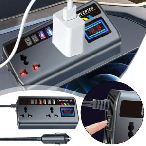 자동차 인버터 콘센트 12V/24V에서 220V로 변환 플러그 고속 충전 포트 휴대용 V1Y9
