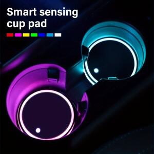 2PCS 자동차 빛나는 컵 받침 LED 홀더 조명 7 색 변경 삽입 장식 액세서리