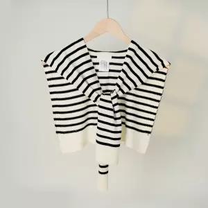 스트라이프 니트 케이프 어깨숄 머플러 판초 가디건 워머 iwt8+8aMJ