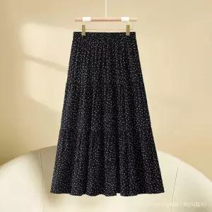 엘럽 여자 스커트 여름 캐주얼 플리츠 케이크 밴딩 쉬폰 도트 원템2