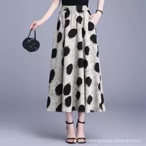 엘럽 여자 쉬폰 스커트 프린트 롱 밴딩 플리츠 캐주얼 여름 슬림핏 원템2