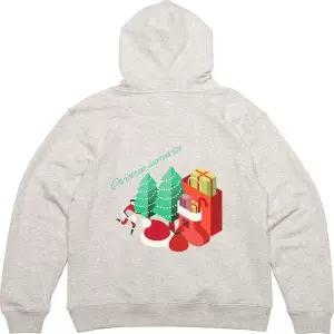 [RIZPICK]기모후드집업 뒷면 선물 성탄절 트리 산타 그림프린팅