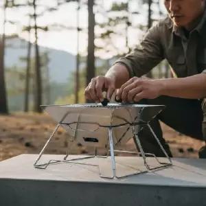 휴대용 폴딩 캠핑 화로대 1인용 미니 바베큐 그릴 조립식