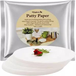 마이커스 패티 종이 4/4.5인치 버거 프레스 500개 원형 햄버거 메이커 논스틱 내열 서클 왁스 양피지 리지