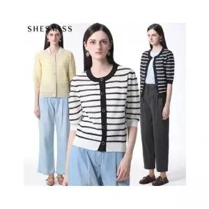 여성 슬랙스 출근룩 오피스룩 바지 [ ( )] 스트라이프 반팔 가디건