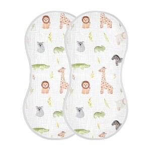 WELLDAY 모슬린 부드럽고 좋은 세트 동물 트림 베이비 흡수력이 수건 2개 사파리