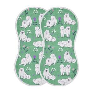 JHKKU 모슬린 여아용 트림 2팩 사모예드 귀여운 흡수력이 강아지 수건 뛰어난 남아