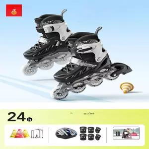롤러스케이트 성인용 사이즈 조절 가능 인라인스케이트 초보자용 바퀴 일자형 스포츠 킥보드 운동용 보호대 가방 포함
