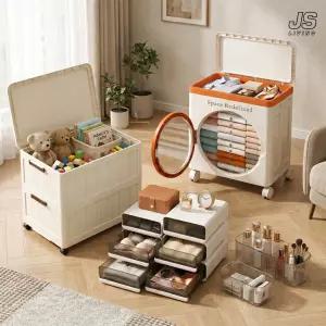 리빙박스 옷정리 수납정리함 대형 플라스틱 접이식 바구니 수납함 다용도 옷 속옷 옷장 정리 길이조절 폭조절 폴딩 소품 정리함 책상 서랍 정리대