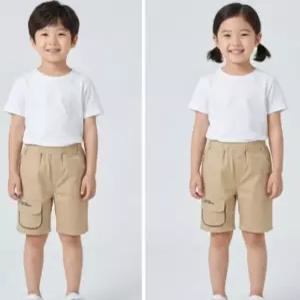 리틀밥독키즈 여름옷 포켓보이바지 남아 데일리 댄디한 베이지 4부 면바지 H232MPT05