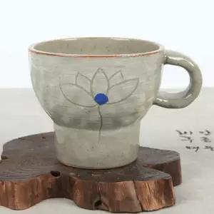 분청 절구형 옅은 머그컵 커피잔 찻잔 답례품 선물 도자기머그컵 예쁜머그컵 