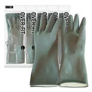 명진 오버핏 고무장갑 대형L(그레이) 5켤레 벗기편한 주방장갑 라텍스