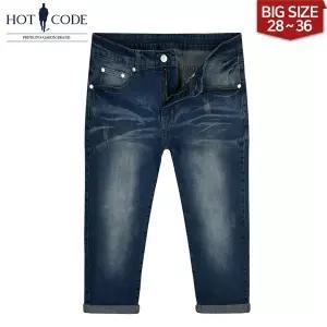 [하프클럽/핫코드]여름 남자 7부바지 청반바지 빅사이즈 스판 슬림일자 HC808 행사