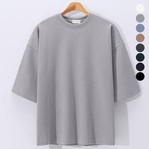 데일리 오버핏 분또 스판 7부 티셔츠 무지 여름 남녀공용 빅사이즈