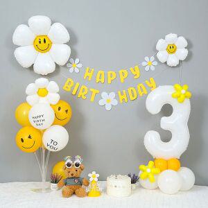 [피앤비유니티]데이지풍선  가랜드 생일장식세트(데이지모자 파티안경포함)
