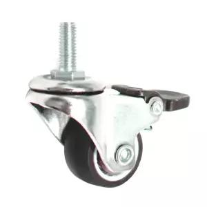 TPE 브라운 무소음 소형 2.5cm(1인치) 토탈락 볼트브레이크형 M6 고무 바퀴 캐스터