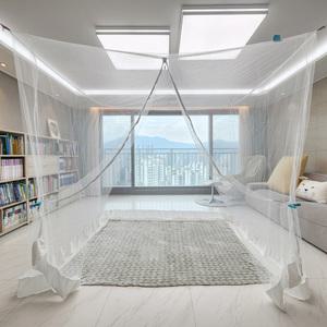 리빙플러스 출입문 야광지퍼 모기장 침대 사각 대형 캠핑용 모기장