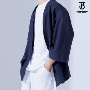 남녀공용 루즈핏 썸머 쿨링 린넨 7부 유카타 가디건 (RW424)