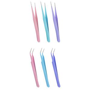 일자 곡선 다꾸 핀셋 스티커 집게 압화 핏셋 3색 세트 다꾸용 다육이 뭉툭한 보호캡 공업용 꺽인 핀센 얇은