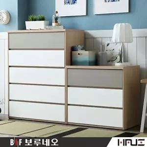 [보루네오]아르메 그레이 서랍장 세트(와이드3단+980 5단)
