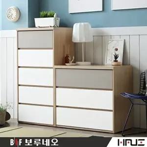 [보루네오]아르메 그레이 서랍장 세트(와이드3단+600 5단)