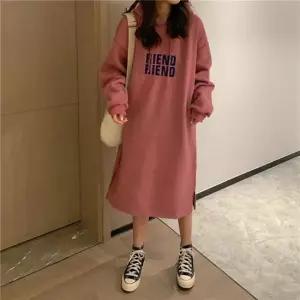 기모후드 롱원피스 USJ-H34N01 기모원피스 맨투맨원피스 등원룩코디 데이트룩원피스