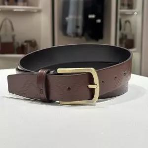 [닥스](강남점)DBBE4E150W3 브라운 음각 체크패턴 가죽 남성벨트