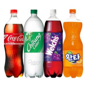 한번에먹자 1.25~1.5L 탄산 4종 각 1개 / 코카콜라 업소+칠성사이다 업소+환타 오렌지
