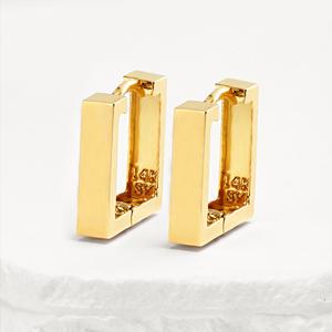 14K 18K 원터치 귀걸이 볼드 여성 패션 핑크골드 엣지 스퀘어 금귀걸이