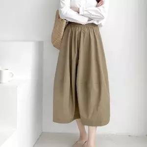 /옷자락 여자 벌룬 바스락 항아리 검정 롱스커트