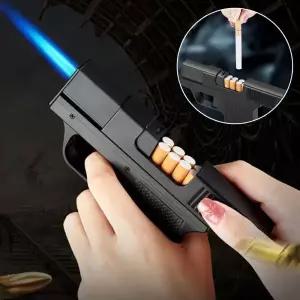 유니커블 특이한 권총 충전식 라이터 일체형 담배케이스 10개비