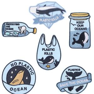 친환경 바다 보호 캠페인 와펜 지구 보호 의류리폼 북극곰 고래 바다 해양 자수 친환경