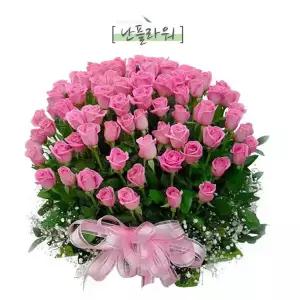 아쿠아 장미 100송이 꽃바구니/화이트/전국당일배달/생일/이벤트/기념일/축하꽃선물/난플라워