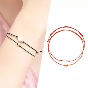 [골드피아] 14K 골든볼 + 14K 크로바 자개 실 팔찌/발찌