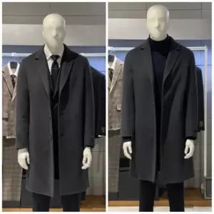 [트루젠](한정특가)남성 다크그레이컬 H핏 핸드메이드 캐시미어 코트 남자 비지니스 코트