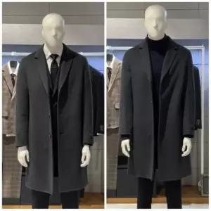 [트루젠](한정특가)남성 다크그레이컬 H핏 핸드메이드 캐시미어 코트 남자 비지니스 코트