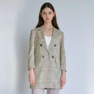 [하프클럽/아날도바시니](아날도바시니) 린넨 체크 롱자켓(AW05JK45W)