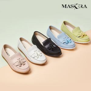 마스케라 천연소가죽 여성 바람솔솔 펀칭로퍼 여자단화 드라이빙슈즈 PC01