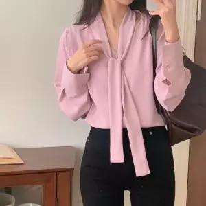 /신상오픈런 핀턱블라우스 여리 살랑 하객 롱타이 흰셔츠