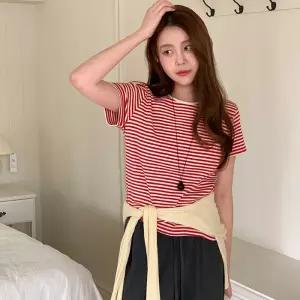 [코코블랑] 앤디 스트라이프 골지 티셔츠