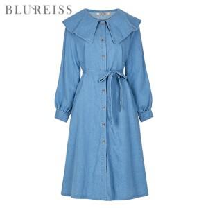 [블루레이스] 세일러카라데님루즈핏원피스_B4S1OP3011