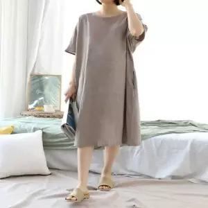 /옷자락 여자 라운드넥 반팔 가오리 여름 원피스