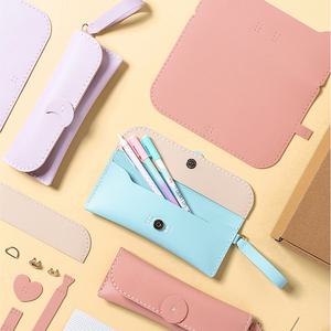 어린이 고급 가죽 파우치 만들기 세트 코튼캔디 필통 DIY 초등 미술 가정 초보 바느질 놀이 체험 학습 공예 수업 재료 행사 축제 단체 이벤트 키트