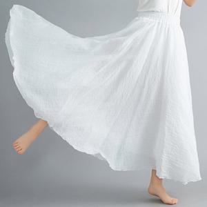 여성 아사면 롱치마 플레어 여자 데일리 A라인 스커트