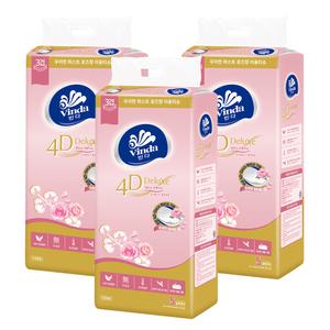 빈다 4D Deluxe 엠보싱 퍼스트로즈 미용티슈, 3겹, 100매, 5개입, 3팩