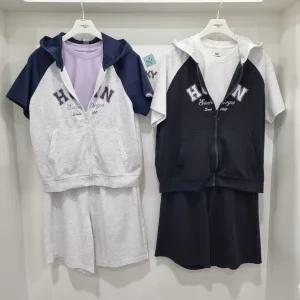 [행텐주니어]쿨링 후드 반팔 집업 점퍼 5부 트레이닝 바지 세트14520-131-414-33