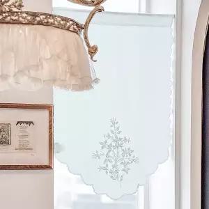 [마메종]라 콜렛 내추럴 리프 자수 창바란스 커튼-블루 (CBMV19-BLUE)